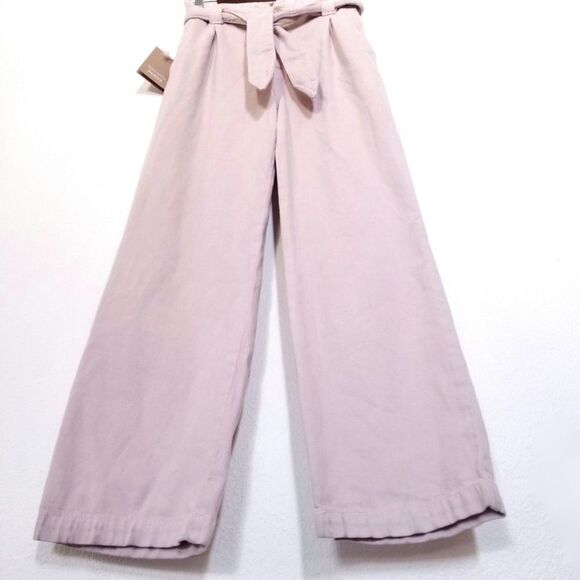 NWT Reformation Evie Straight Ankle Crop Belted Paper Bag Pants Rose Pink 26 - Picture 5 of 14